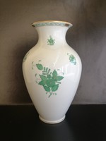 Herendi Zöld Apponyi mintás váza, 24 cm magas!