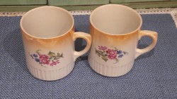Antique Zsolnay pink mug-cup with skirt 2 pcs