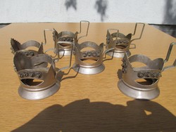 6 db. alpakka tea-szamovár pohár-tartó egyben - régi, szovjet, tisztított