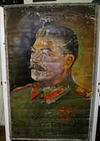 CCCP Szovjet relikvia hatalmas Sztálin olajfestmény jelzett Thuróczy