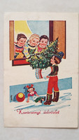 Régi karácsonyi képeslap magyaros népvisletes üdvözlőlap 1939
