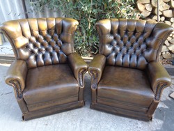Antik chesterfield stílusú fotelek párban