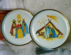 Karácsonyi dísztányér pár, Betlehem, három királyok, Melitta porcelán