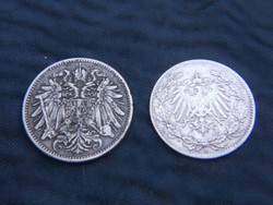 2db német ezüst pénz.