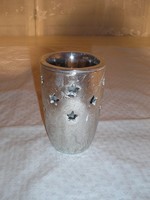 Candle holder - 12 x 8 cm - ceramic - thick - silver plated - perfect