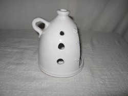 Candle holder - German - 15 x 12 cm - handmade - snow white - glazed earthenware - flawless