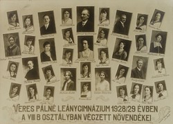 0T999 Régi iskolai fotográfia tablókép 1929