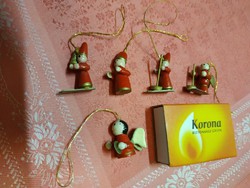 5 Tiny wooden Christmas ornaments.