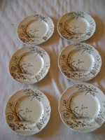 CCA 1850-1898 böl származó majolika tányérok 6 süteményes db nagyméretű kézzel festett.