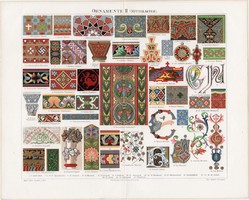 Díszitmények II, színes nyomat 1894, német, litográfia, dísz, eredeti, középkor, ornamentum, minta