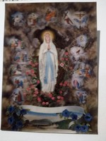 Térbeli Lourdesi kegykép képeslap  