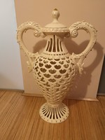 Special delight! Huge zsolnay pyrogranite habsburg vase open-work, gilded, flawless