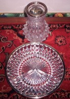 Silver-edged crystal vase and offering, xx