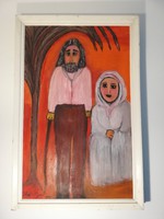 Oláh Jolán: Mária és József, közepes méretű olaj festmény
