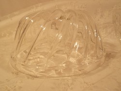 Sütőforma Kuglóf forma - üveg - nagy - vastag hőálló üveg -  gyümölcs - dió - sütitartónak 2 db van.