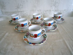 Eredeti Kalocsai porcelán kávés készlet 6-6 csésze és tálka