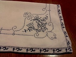 Antique large tablecloth, made with various embroidery techniques