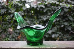 Handcrafted crystal glass centerpiece in beautiful green colors