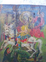 Orosz ikon az 1700-as évekből.Sárkányölő Szent György.Eredeti.Garancia.