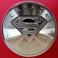 ÚJ 2016 Kanada Superman egy uncia (31,1 g) ezüst 5 dollár érme Ag 9999 színezüst