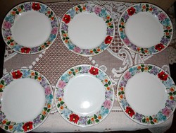 6 db kalocsai porcelán süteményes tányér