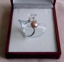 Tenyésztett igazgyöngy gyűrű, halvány lila  6-8 USA méret