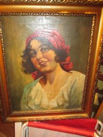 Gypsy girl portrait - oil on canvas