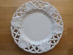 Antik Lorenz Hutschenreuther Selb áttört fehér porcelán tányér
