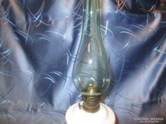 Szakított üveg petróleum lámpa zöld cilinderrel