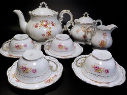 Régi Zsolnay arany kontúros barokk 4 személyes teáskészlet 