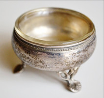 Silver Spice Container with Glass Insert Dianna Head 835‰ Silver Mark with Perforated Pattern on Legs