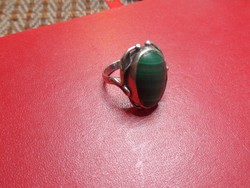 Antik 925 Ezüstgyűrű Malachit kővel 18,5 mm  9,6gramm! (sérült)