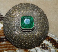 Antik köves réz gazdagon díszített bross