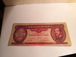 1949-es Rákosi cimeres 100 Forint , eredeti régi bankjegy .