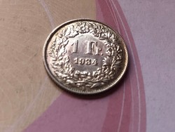 1934 svájci ezüst 1 frank 5 gramm 0,835 Ritkább