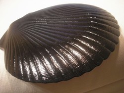 N19 kagyló forma bordázott  üveg vastag nagy tortatál vagy kínáló szép állapotban 27.5 cm