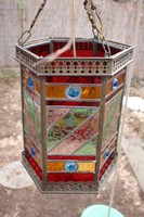 RÉGI TIFFANY LÁMPA, LATERNA, CSILLÁR. üveg,réz csillár!! EGYEDI NEM TÖMEGCIKK! LUXUS..