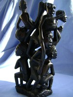 Antik valódi vasfából készült 7 figurás ébenfa szobor csoport