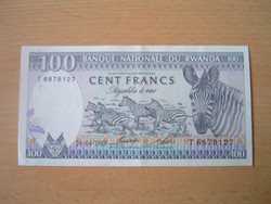 RWANDA RUANDA 100 FRANCS FRANK 1989 ZEBRÁK #