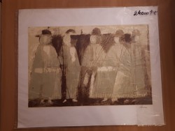 Schéner Mihály, "Pásztorok", szitanyomat, 40x57 cm-es, szigno jobbra lent