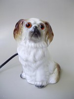 Extrém ritka retro porcelán kutya alakú,világító szemű éjjeli lámpa