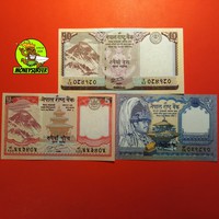 Nepál 3db rúpia Papírpénz Csomag UNC