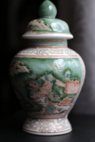 Kézzel festett nagy méretű kínai Qianlong (?) gyömbér tároló gyömbértartó fűszertartó
