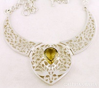 Grand Citrine Gemstone Silver Necklaces