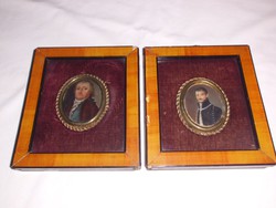 2 db miniatűr festmény a 19.század közepéről fellelt állapotban