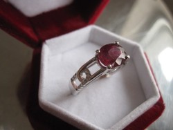 Láncszemes igazi vörös RUBIN (nagy kő!) - 925 ezüst gyűrű
