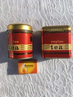 2 darab Pléh teás Kínai Ceylon TEA doboz loft, vintage, dekor