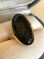 Art Deco stílusú fekete köves ezüst gyűrű belső átmérője:18mm​​