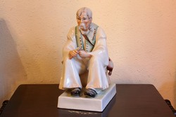 Hibátlan 34cm Zsolnay Szalonnázó Paraszt Porcelán Figura