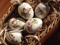 Húsvéti kőporcelán madaras akaszthatós tojások